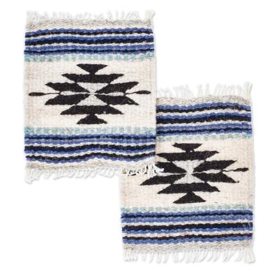 'Pair of Coasters Hand-Woven from Wool with Mexica...