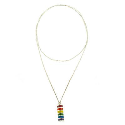 Pyramid of Pride,'Rainbow Accent Sterling Silver Pendant Necklace'