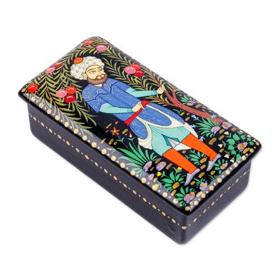 Pomegranate Gallantry,'Traditional Painted Walnut Wood Jewelry Box from Uzbekistan'