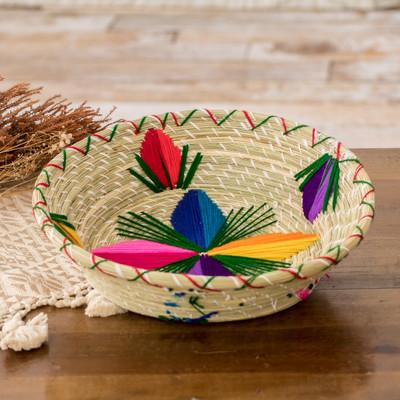 The Spring Star,'Handwoven Floral Colorful Natural Fiber Decorative Basket'