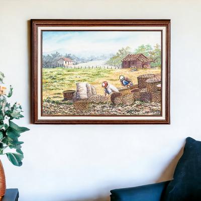 Harvest Time,'Framed Impressionist Landscape Oil P...