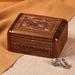 'Hand-Carved Polished Wood Jewelry Box with Armenian Motifs'