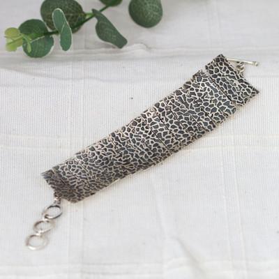 Minimalist Savageness,'Animal Print Patterned Sterling Silver Link Bracelet'