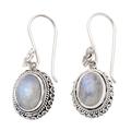 Queen Moonlight,'Traditional Natural Rainbow Moonstone Dangle Earrings'