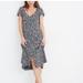 Madewell Dresses | Madewell Puff-Sleeve Button-Front Midi Dress In Spring Prairie | Color: Black/Blue | Size: 10