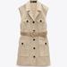 Zara Dresses | Linen Cotton Blend Vest / Dress | Color: Tan | Size: Xs