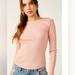 Free People Tops | Long Sleeve Rose Colored Ribbed Shirt With Low Scoop Back | Color: Red | Size: Various