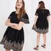 Madewell Dresses | Madewell Embroidered Eyelet Puff Sleeve Dress Black Short Sleeve Mini Small $138 | Color: Black | Size: S