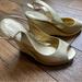 Lilly Pulitzer Shoes | Lilly Pulitzer “Kristin” Gold Leather Slingback Wedges | Color: Gold | Size: 7.5