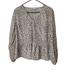 Nine West Tops | Nine West Brown Beige Leopard Animal Print Peplum Long Sleeve Top Sz Medium | Color: Brown/Cream | Size: M