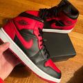 Nike Shoes | Men’s Nike Air Jordan 1 Mid - Black/Red, Only Worn A Handful Of Times | Color: Black/Red | Size: 8.5