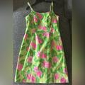 Lilly Pulitzer Dresses | Lilly Pulitzer Neon Floral 00's Summer Dress Size 6 By Lilly Pulitzer | Color: Green/Pink | Size: 6