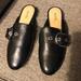 Michael Kors Shoes | Michael Kors Black Leather Mules 7.5 Flats | Color: Black | Size: 7.5