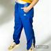 Adidas Pants | Fully Lined Adidas Windbreaker Warmup Pants S Navy Open Bottom W/Zip Neon Logo | Color: Blue/Green | Size: S