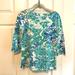 Lilly Pulitzer Tops | Lilly Pulitzer Andie Top In A Pinch Size Small 3/4 Sleeves Boatneck Casual Comfy | Color: Blue/Green | Size: S