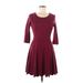 Lulus Casual Dress - A-Line Scoop Neck 3/4 sleeves: Burgundy Solid Dresses - Women's Size Medium