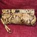 Jessica Simpson Bags | Jessica Simpson Yellow & Brown Snakeskin 3 Piece Turn Lock Clutch Set Like New | Color: Brown/Yellow | Size: 11”X5.5”X.6”