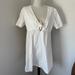 Madewell Dresses | Madewell Short Dress V Neck Puffy Sleeve Front Tie White Dress Sz 10 | Color: White | Size: 10