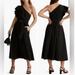 Madewell Dresses | Madewell Brooke One Shoulder Ruffle Midi Dress Black Size 2 New | Color: Black | Size: 2