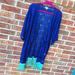 Lularoe Sweaters | Lularoe Ladies L Navy Lace, Teal Fringe Short Sleeve Monroe Cardigan | Color: Blue | Size: L
