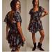 Free People Dresses | New Free People Love To Love Mini Dress Floral Printed Short Sleeve Blac | Color: Black/Blue | Size: S