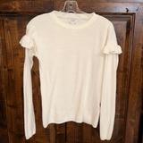 J. Crew Sweaters | J. Crew Size Small Women’s Long Sleeve Sweater Off White Ruffle Shoulder | Color: Cream/White | Size: S