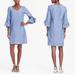 J. Crew Dresses | J. Crew Women's Chambray Ruffle Tie-Sleeve Shift Dress Blue Size 4 | Color: Blue | Size: 4