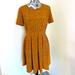 Lularoe Dresses | Lularoe Women’s Amelia Yellow Short Sleeve Fit & Flare Weave Print Dress Large | Color: Orange/Yellow | Size: L