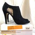 Nine West Shoes | Nine West Phantom Black Suede Peep-Toe Stiletto Booties 8.5 | Color: Black | Size: 8.5