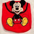 Disney Accessories | Kids-Mickey Mouse Nylon Backpack With Plush Toy Flap-Adj. Straps By Disney | Color: Black/Red | Size: Osb