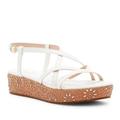 Kate Spade Shoes | Kate Spade Womens White Tonie Platform Sandals Laser Cut Ankle Strap Size 10 | Color: Tan/White | Size: 10