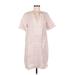 Vineyard Vines Casual Dress - Shift V Neck Short sleeves: Pink Print Dresses - Women's Size 6