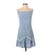 Anna Grace Casual Dress - A-Line Boatneck Sleeveless: Blue Color Block Dresses - Women's Size Small