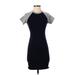 Silence and Noise Casual Dress - Bodycon High Neck Short sleeves: Gray Print Dresses - Women's Size X-Small