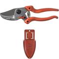 Original LÖWE 8 Set bestehend aus Amboss-Schere 8.104 mit Bypass Geometrie für Forst, Obstbau, Garten, Weinbau & Leder Premium Holster 9809 mit Gürtel-Clip zur Aufbewahrung am Gürtel oder Hosentasche