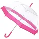 Kav Ladies Transparent Clear Umbrella Brolly Assorted Colour Trim - Beautiful, Lightweight Design Dome Parasol (Pink)