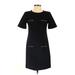 J.Crew Casual Dress - Shift Crew Neck Short sleeves: Black Print Dresses - Women's Size 0