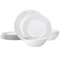 Noritake Hammock 12-Piece Dinnerware Set - Rim, Service for 4 Porcelain/Ceramic in Green/White | Wayfair 9355-12X