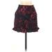 Express Casual Mini Skirt Mini: Burgundy Floral Bottoms - Women's Size 00