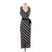 White House Black Market Casual Dress - Wrap: Gray Stripes Dresses - Women's Size X-Small Petite