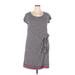 Talbots Casual Dress - Shift Scoop Neck Short sleeves: Gray Dresses - Women's Size 2X Plus