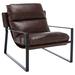 Armchair - 17 Stories Popham Vegan Leather Armchair Faux Leather/Metal in Black/Brown | 32.6772 H x 31.1024 W x 35.4331 D in | Wayfair