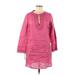 Zara Casual Dress - Shift Plunge 3/4 sleeves: Pink Print Dresses - Women's Size Medium