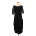Lularoe Casual Dress - Sheath Scoop Neck Short sleeves: Black Print Dresses - Women's Size Small