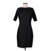 T Tahari Cocktail Dress - Sheath High Neck Short sleeves: Black Print Dresses - Women's Size 8
