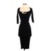 Forever 21 Casual Dress - Bodycon Scoop Neck 3/4 sleeves: Black Solid Dresses - Women's Size X-Small