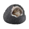 S-3XL peluche ronde apaisante chat lit rond en peluche moelleux lit pour animaux de compagnie pour