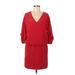 Laundry by Shelli Segal Casual Dress - DropWaist V Neck 3/4 sleeves: Red Print Dresses - Women's Size 6