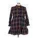 Shein Casual Dress - Shirtdress High Neck 3/4 sleeves: Black Print Dresses - Women's Size 3X