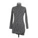 Topshop Casual Dress - Mini High Neck Long sleeves: Gray Marled Dresses - Women's Size 2